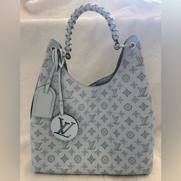 Louis Vuitton Blue Mahina Leather Caramel Bag - Picture 1 of 16